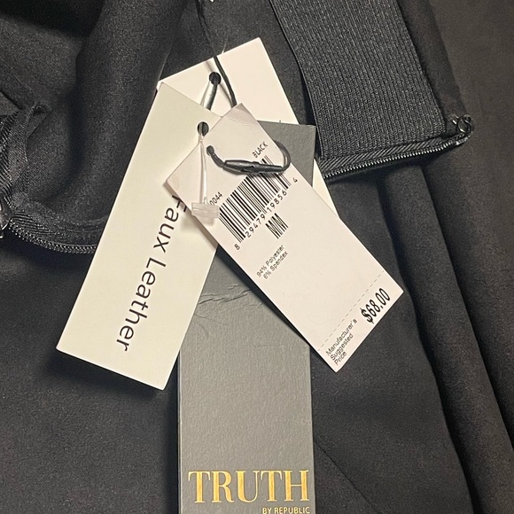 TRUTH By REPUBLIC WIDE LEGS PANTS FAUX SUEDE WOMEN BLACK ELASTIC WAIST  SIZE M - Picture 12 of 14